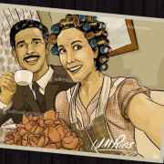 Ilustración - Selfie de doña Florinda y el Prof. Jirafales