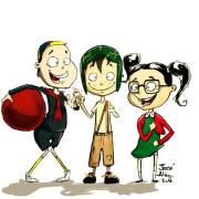 Ilustración del Chavo, Quico y la Chilindrina