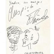 Autógrafo de Chespirito y Florinda Meza